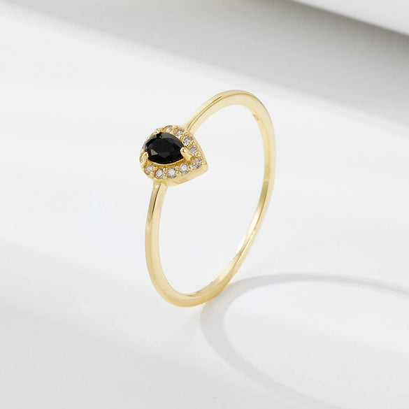 Women's Water Drop Geometric Design 925 Silver Diamond Ring Hand Jewelry