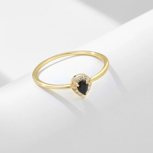 Women's Water Drop Geometric Design 925 Silver Diamond Ring Hand Jewelry