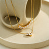 Women's Water Drop Geometric Pendant Necklace In Stainless Steel With Zircon Rhinestone Inlay And 18K Vacuum Plated Finish
