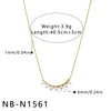 Women's Water Drop Geometric Pendant Necklace In Stainless Steel With Zircon Rhinestone Inlay And 18K Vacuum Plated Finish
