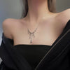 Women's Water Drop Pendant Alloy Necklace Electroplated Geometric O Chain Hip Hop Sweater Chain Fashion Jewelry