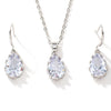 Women's Water Drop Rhinestone Necklace And Earrings Jewelry Set In Electroplated Copper With Snake Bone Chain