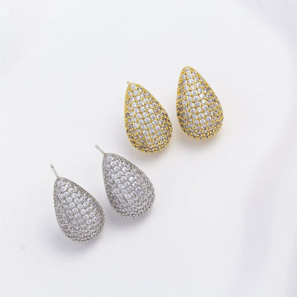 Women's Water Drop Shape Copper Electroplated Diamond Earrings Fashionable And Light Luxury