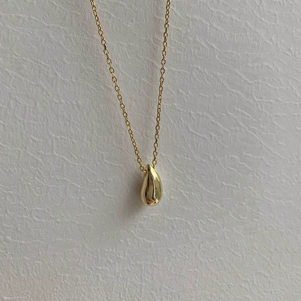 Women's Water Drop Sterling Silver Clavicle Chain With Geometric Pattern And Platinum Plated Electroplating