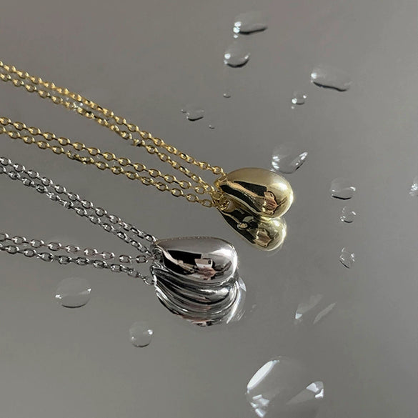 Women's Water Drop Sterling Silver Clavicle Chain With Geometric Pattern And Platinum Plated Electroplating