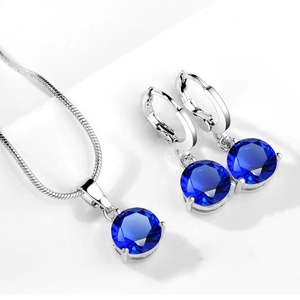 Women's Water Drop Zircon Jewelry Set With Necklace And Earrings Love Bell Cartoon Style Mixed Gem Inlay Snake Bone Chain Electroplated