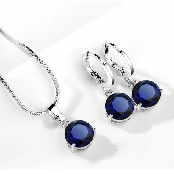 Women's Water Drop Zircon Jewelry Set With Necklace And Earrings Love Bell Cartoon Style Mixed Gem Inlay Snake Bone Chain Electroplated