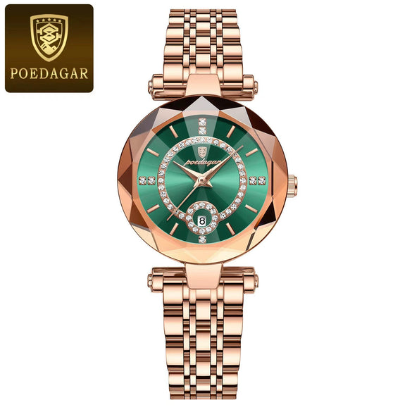 Women's Waterproof Ultrathin Fashion Quartz Watch Alloy Case Stainless Steel Strap Round Dial