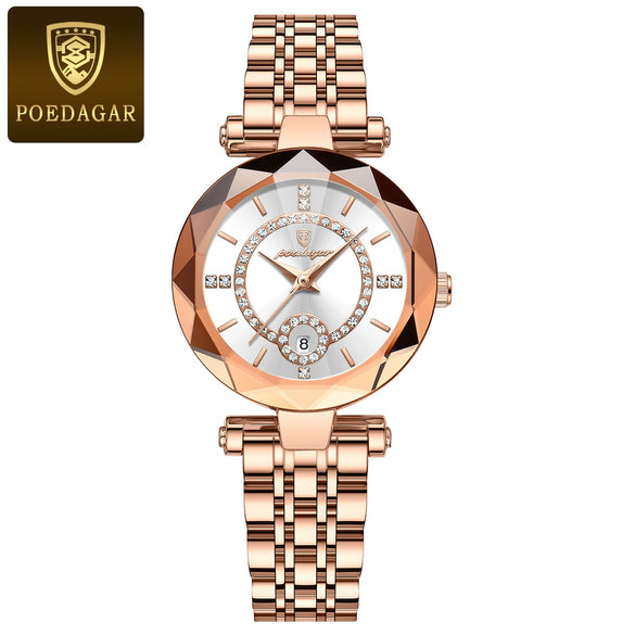Women's Waterproof Ultrathin Fashion Quartz Watch Alloy Case Stainless Steel Strap Round Dial