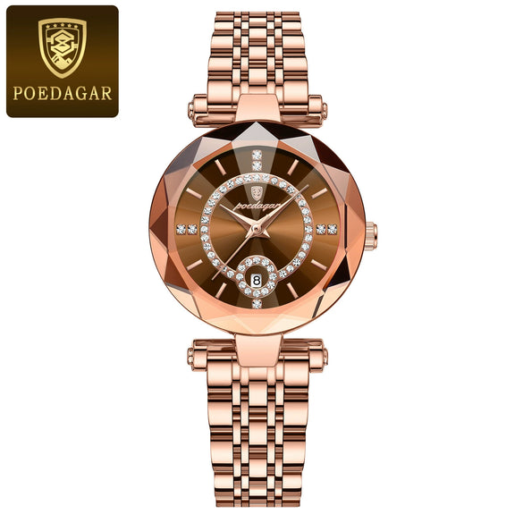 Women's Waterproof Ultrathin Fashion Quartz Watch Alloy Case Stainless Steel Strap Round Dial