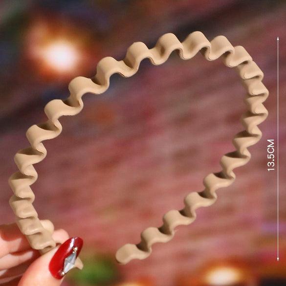 Women's Wavy Frosted Resin Hair Hoop Headband Solid Color Nonslip Hairband Handmade Simple Everyday Hair Accessory