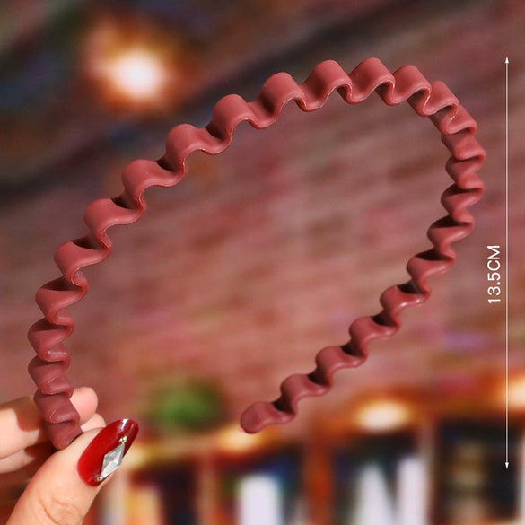 Women's Wavy Frosted Resin Hair Hoop Headband Solid Color Nonslip Hairband Handmade Simple Everyday Hair Accessory
