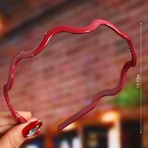 Women's Wavy Frosted Resin Hair Hoop Headband Solid Color Nonslip Hairband Handmade Simple Everyday Hair Accessory