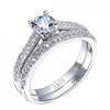 Women's Wedding Copper Ring With Geometric Design And Zircon Treatment