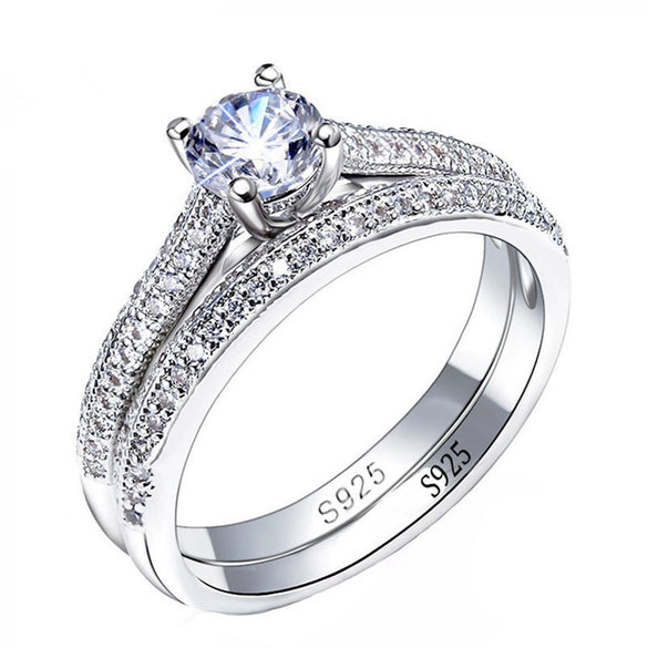 Women's Wedding Copper Ring With Geometric Design And Zircon Treatment