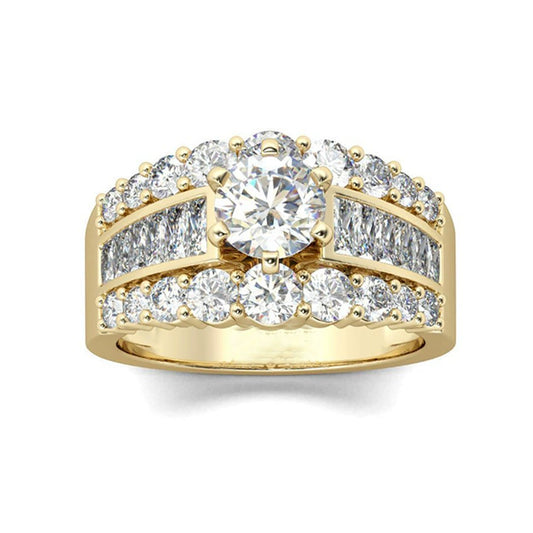 Women's Wedding Ring Copper Crystal Zircon Retro Geometric Design