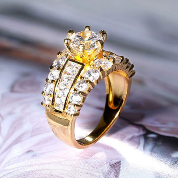 Women's Wedding Ring Copper Crystal Zircon Retro Geometric Design