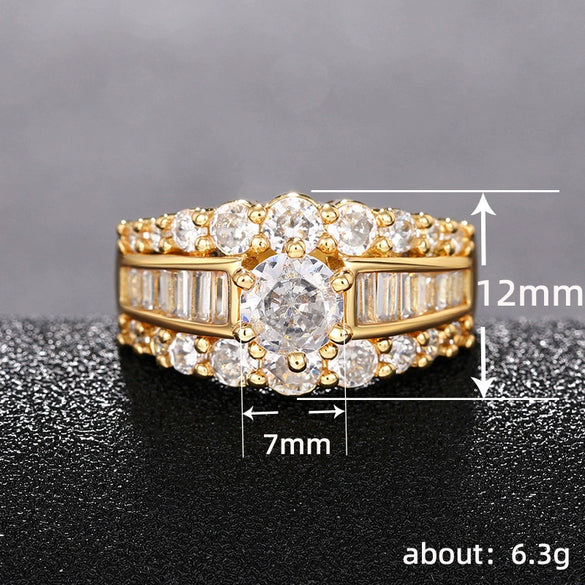 Women's Wedding Ring Copper Crystal Zircon Retro Geometric Design