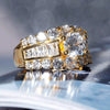 Women's Wedding Ring Copper Crystal Zircon Retro Geometric Design