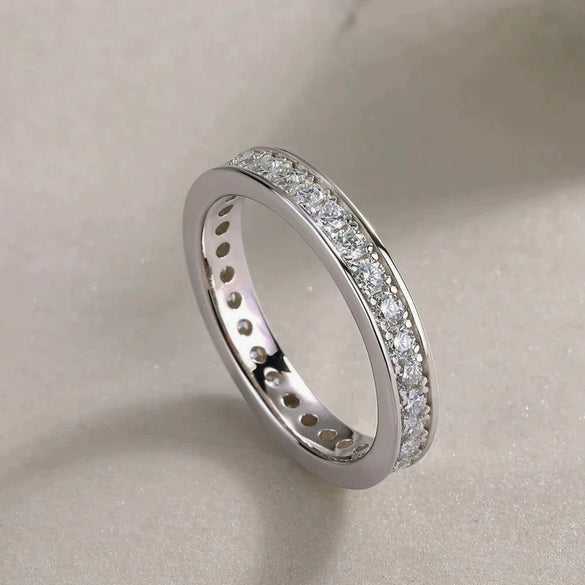 Women's Wedding Stacking Copper Ring With Microencrusted Zirconia And Geometric Design