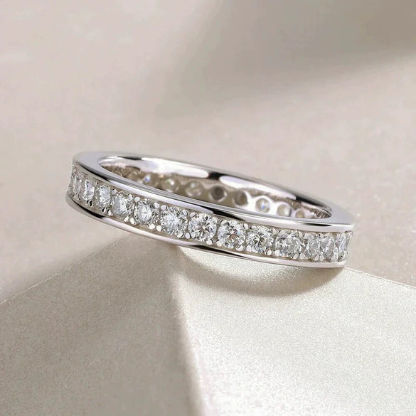 Women's Wedding Stacking Copper Ring With Microencrusted Zirconia And Geometric Design