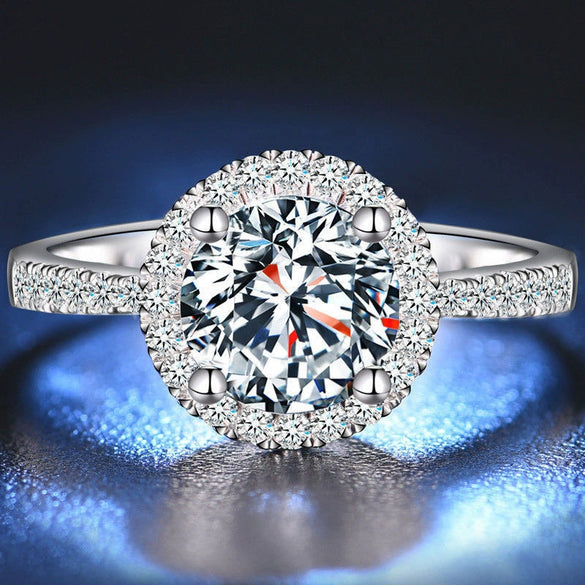 Women's White Copper Crown Ring With Fourclaw Simulated Diamond Zircon Adjustable Open Band And Platinumplated Finish