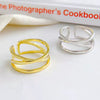 Women's White Copper Geometric Doublelayer Open Line Hollow Woven Wave Ring Hand Jewelry