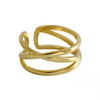 Women's White Copper Geometric Doublelayer Open Line Hollow Woven Wave Ring Hand Jewelry