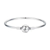 Women's White Copper Silver Plated Bracelet With Round Button And Snake Bone Chain Simple Geometric Jewelry