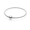 Women's White Copper Silver Plated Bracelet With Round Button And Snake Bone Chain Simple Geometric Jewelry