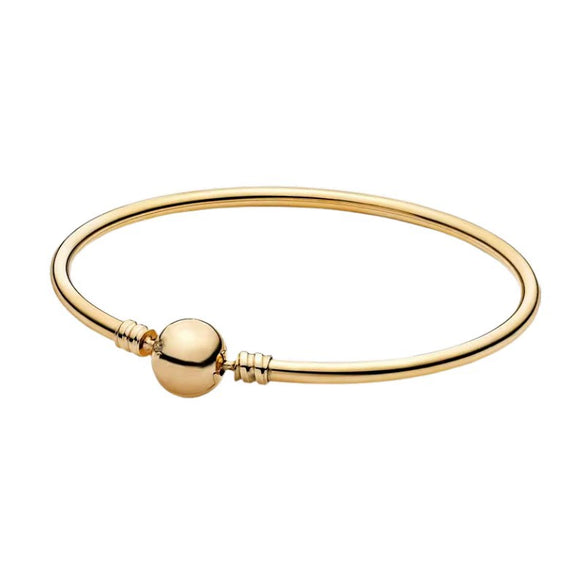 Women's White Copper Silver Plated Bracelet With Round Button And Snake Bone Chain Simple Geometric Jewelry