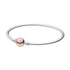 Women's White Copper Silver Plated Bracelet With Round Button And Snake Bone Chain Simple Geometric Jewelry