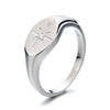 Women's White Copper Sixpointed Star Fashion Ring With Electroplating And Geometric Style