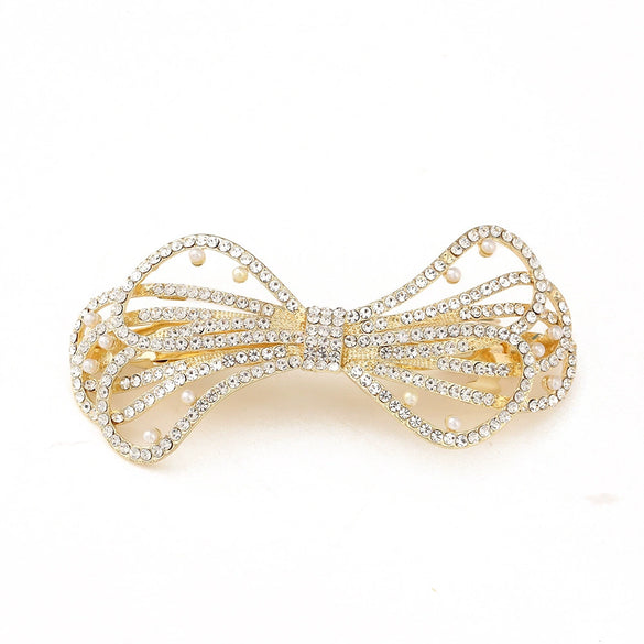 Women's White Crystal Hair Clip With Diamond Design And Electroplating Treatment