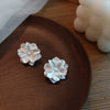 Women's White Flower And Leaf Earrings In Zinc Alloy With Baked Enamel Finish Sweet Elegant Highend Style