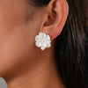 Women's White Flower And Leaf Earrings In Zinc Alloy With Baked Enamel Finish Sweet Elegant Highend Style