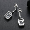 Women's White Geometric Microinlaid Zircon Copper Earrings With Electroplated Finish Fashion Jewelry Wholesale