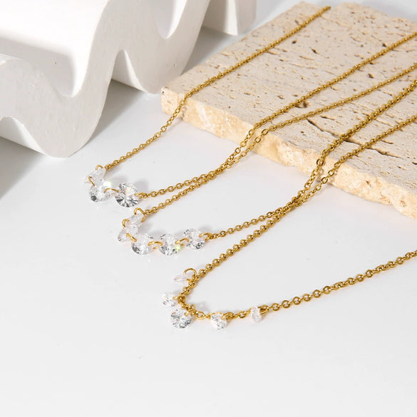 Women's Wholesale Stainless Steel Necklace With Geometric Pattern And Pvdp Furnace Real Gold Treatment