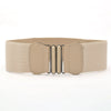 Women's Wide Elastic Imitation Leather Waist Belt With Laceup Detail And Alloy Double Ring Buckle