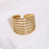 Women's Wide Gold Tone Stainless Steel Open Ring With Simple Geometric Round Design And Electroplated Finish