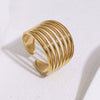 Women's Wide Gold Tone Stainless Steel Open Ring With Simple Geometric Round Design And Electroplated Finish