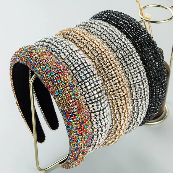 Women's Wide Sponge Headband With Diamond Embellishment Geometric Baroque Style Fashion Hair Band