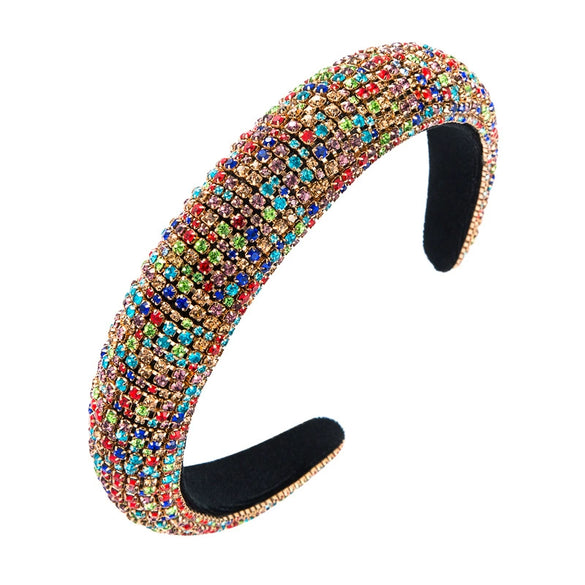 Women's Wide Sponge Headband With Diamond Embellishment Geometric Baroque Style Fashion Hair Band
