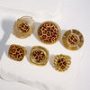 Women's Wide Stainless Steel Open Ring With Leopard Print Geometric Design And Electroplated Light Luxury Finish