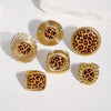 Women's Wide Stainless Steel Open Ring With Leopard Print Geometric Design And Electroplated Light Luxury Finish