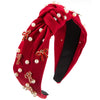 Women's Widebrimmed Hair Hoop Headband Fabric Knot Beaded Bowknot Alloy Glass Drill Set With Pearls Sweet Accessories
