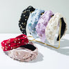 Women's Widebrimmed Hair Hoop Headband Fabric Knot Beaded Bowknot Alloy Glass Drill Set With Pearls Sweet Accessories