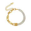 Women's Winter Gold Chain Zircon Diamond Bracelet Plated 18K Real Gold Titanium Steel