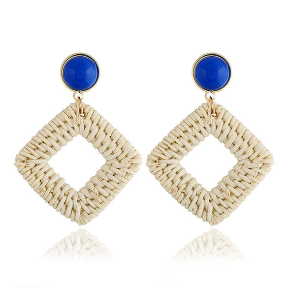 Women's Wood Geometric Large Circle Earrings With Electroplating
