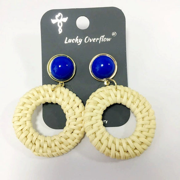 Women's Wood Geometric Large Circle Earrings With Electroplating